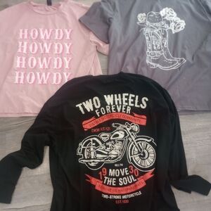 SHEIN Black and Pink Graphic Long Sleeve Tops